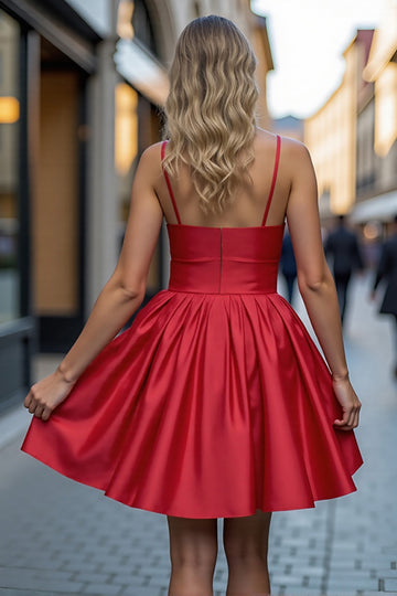 Red A Line Homecoming Dress with 3D Flowers